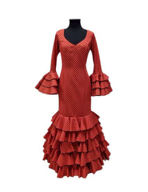 Size 48. Sevillanas dress. Mod. Becquer Rojo Lunar Negro